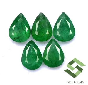 4.24 CTS Certified Natural Emerald Pear Cut 8x6 mm Lot 05 Pcs Untreated Gemstone - Picture 1 of 4