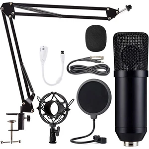 XLR Streaming Podcast PC Microphone, Condenser Mic Kit with Boom Arm, Sound Card - Picture 1 of 6