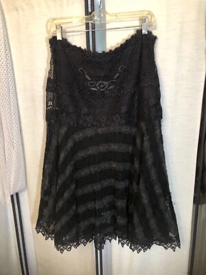 Alberto Makali Skirt Womens Black Lined Lace Size 14 Midi Beaded Crochet Goth - Image 1 of 4