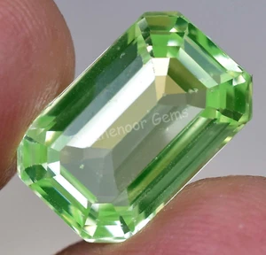 9.80 Ct Natural Green Peridot Emerald Shape VVS Pak Gemstone AGL Certified - Picture 1 of 6