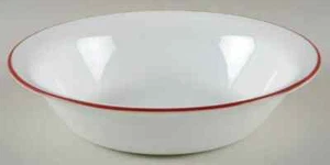 Corelle "Red Hoop "  Vitrelle 7¼"  Salad/Soup Bowl One Red Ring on Outer Rim - Picture 1 of 1