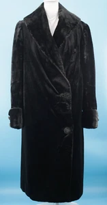 Cappotto donna vintage antico edoardiano primi '900 lungo velluto nero taglia M/L - Foto 1 di 24