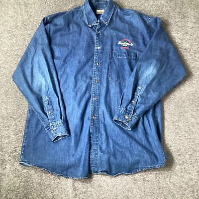 Camisa Hard Rock Café Para Hombre XL Denim Manga Larga Jean Abotonada De Colección  Foto 1 de 4