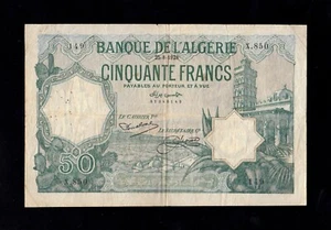 F.C. ARGELIA ALGERIA , 50 FRANCOS 1928 , MBC- ( VF- ) , P.80a . - Imagen 1 de 2