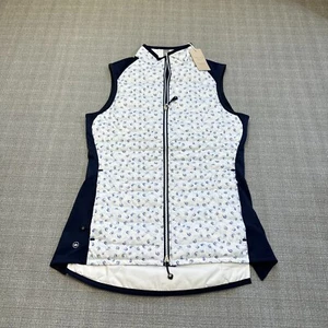 Peter Millar Vest Womens XS White Navy Paisley Hybrid Quilted Fuse Elite New - Picture 1 of 11