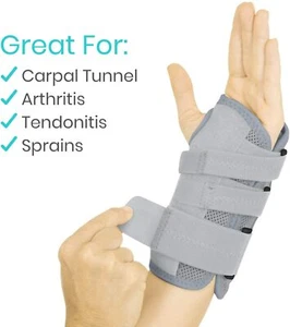 REVERSIBLE Wrist Brace for Carpal Tunnel Left & Right Hand Support - Gray - Picture 1 of 6