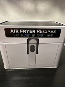 Air Fryer Recipes Box Metal Black & White Includes Recipe Cards 6.5” x 5” - Picture 1 of 6