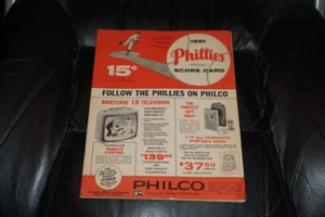1961 PHILADELPHIA PHILLIES  BASEBALL PROGRAM VS CINCINNATI REDS EX - Picture 1 of 3
