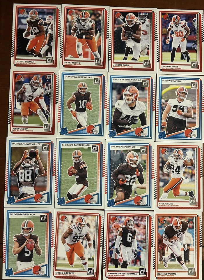 2025 Donruss Football (1-400 Set) Cleveland Browns Team Set (16 Cards) - Image 1 of 1