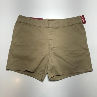 NWT Merona Shorts Size 6 Mid Length Chino All Cotton Tan Side Pockets 5" Inseam - Image 1 of 4