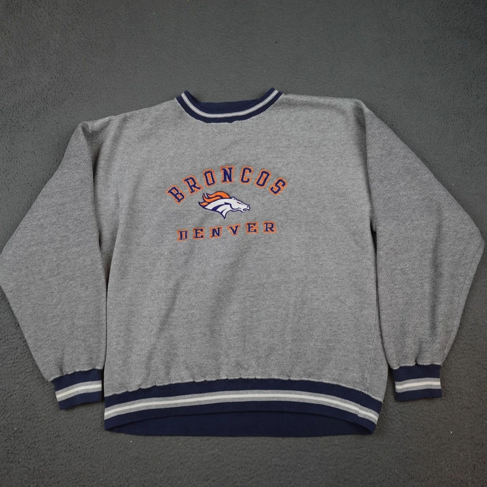 Sudadera Pullover De Colección Denver Broncos Para Hombres XL Gris NFL Jugador Profesional Años 90 Foto 1 de 4