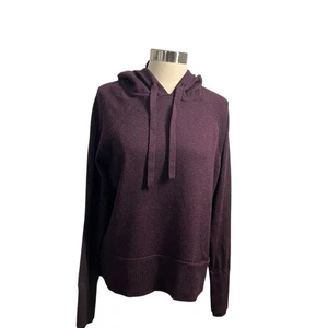 ATHLETA Verona Wool Auberge Purple Washable Merino Wool Mix Hoodie Sweater Sz.LL - Picture 1 of 13