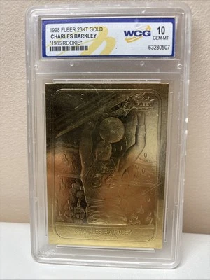 CHARLES BARKLEY 1986 Fleer Rookie 23KT Gold '98 Card - Graded GEM Mint 10 - Image 1 of 2