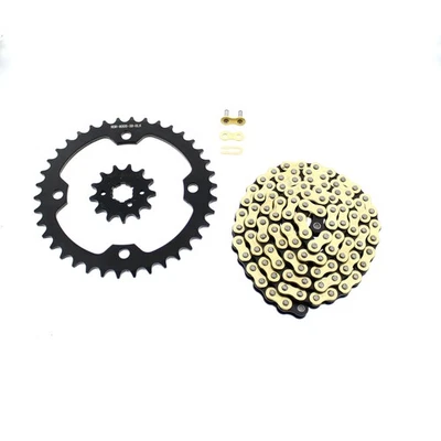 2006 2007 Yamaha Raptor 350 Gold MX Xtreme Chain & Black Sprocket 13/38 98L - Image 1 of 4