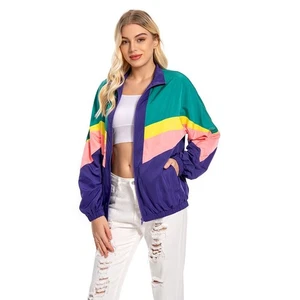 New Reto Jacket Coat Casual Jackets Patchwork Windbreaker Adult Tracksuit Suits - Picture 1 of 11