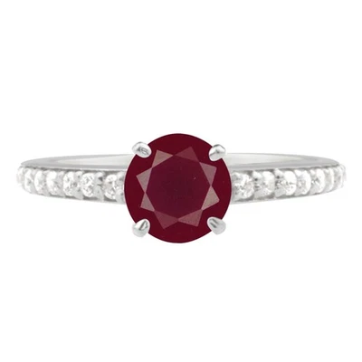 1.45Ct Natural Burmese Red Ruby & IGI Certified Diamond Ring In 14KT White Gold - Image 1 of 4