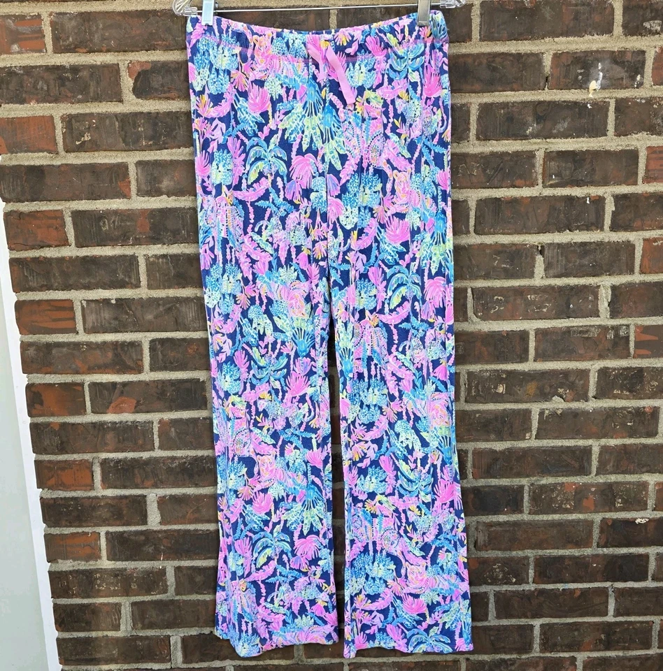 Pantalones Lilly Pulitzer Multicolor Oyster Bay Azul Marino Costa Playa Festival Luz M Foto 1 de 4