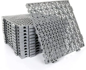 Paquete de 12 azulejos de drenaje entrelazados de 12 x 12 pulgadas azulejos de goma para exteriores empalme... - Imagen 1 de 9