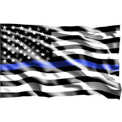 Thin Blue Line American Flag 3x5 ft US Black & White Police Policemen Support - Image 1 of 4