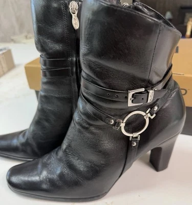 Harley Davidson Women’s Size 8.5 Black Leather Stiletto Motorcycle 6” Boots - Image 1 of 4