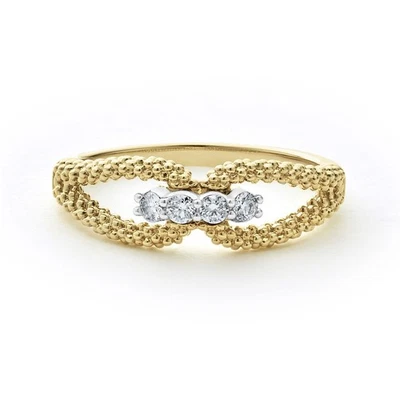Anillo central de diamantes superfinos de caviar de la firma LAGOS en oro amarillo de 18 quilates talla 7 Foto 1 de 4