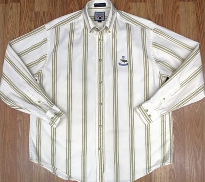 FACONNABLE REGULAR FIT 100% COTTON SHIRT LINEN & KHAKI STRIPE Sz SMALL, S - Image 1 of 4