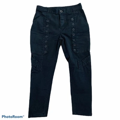 Pantalones Theyskens Theory Talla 26 Powa Grunge Punk Emo Ajustados Negros Remache Recortado Foto 1 de 4