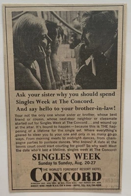 The Concord Hotel 1968 Catskills Resort Hotel, anuncio de una semana Foto 1 de 4