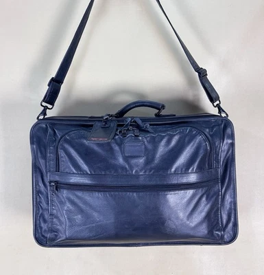 $995 RARO TUMI VINTAGE GENUÍNO PRETO COURO NAPA 22” PASTA DE TRANSPORTE PARA PRETENDENTE - Imagem 1 de 4