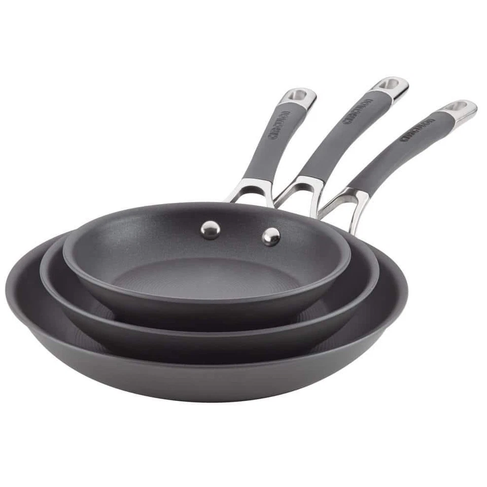 Circulon Radiance Hard Anodized Nonstick Frying Pan Set 3-Piece Gray