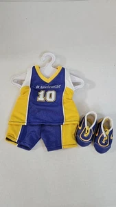 American Girl Doll Basketball Outfit Blue Gold Uniform #10 Jersey Shorts Shoes - Picture 1 of 4