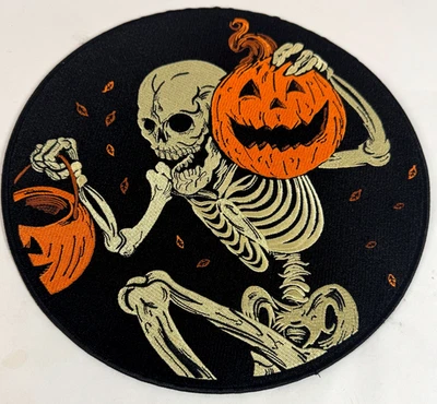 Large 10.5" Embroidered Jack O' Lantern Skeleton Halloween Iron On Back Patch - Image 1 of 3