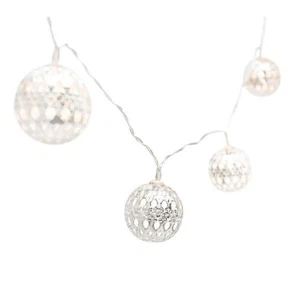 Torre and Tagus Silver Lucent Metal Filigree Ball 10 LED Battery Light String - Picture 1 of 1