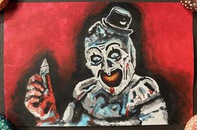 Original Art- Art The Clown- Hand Painted- Acrylic On Paper Framed- 9x11” - Image 1 of 4