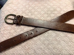 Mens Vintage Abercrombie & Fitch Leather Belt 36 Brown Buckle Heritage Rare! - Picture 1 of 5