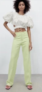 Pantalones rectos de guinga para mujer ZARA talla pequeña - Imagen 1 de 8