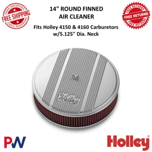 Holley 14" Round Finned Red Air Cleaner for Carburetors w/ 5.125" Diameter Neck - Picture 1 of 11