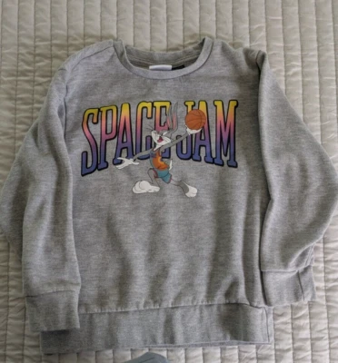 Space Jam Sweatshirt Youth Sz L Heather Gray Crew Neck Pullover Long Sleeve NWT - Image 1 of 2
