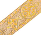 Gold Medieval Jacquard Trim for Chasuble Church Vestment  2 3/8" Wide DIY 3Yards