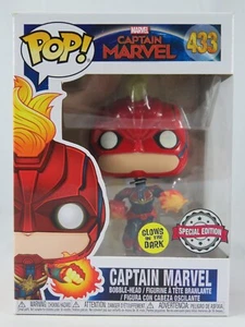 Marvel Funko Pop - Captain Marvel (Glow) - No. 433 - Free Protector - Picture 1 of 13