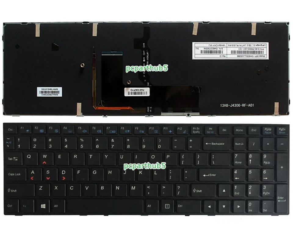 New Clevo P651RA P651SA P655RA P655SA P670RA P671SG P671SW Keyboard US Backlit - Image 1 of 1