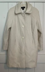 Style & Co elfenbeinfarbene lange Wollmischung Jacke Damen Größe Large gefüttert Knopfleiste Mantel - Bild 1 von 7