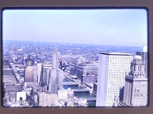 Vtg 1963 35mm Slide - Chicago Aerial View, Buildings, Skyline - Kodachrome - Picture 1 of 1