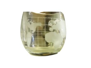 Vintage 1970's Nestle Clear Glass  Etched Globe World Cup Mug Coffee Tea Japan - Picture 1 of 6