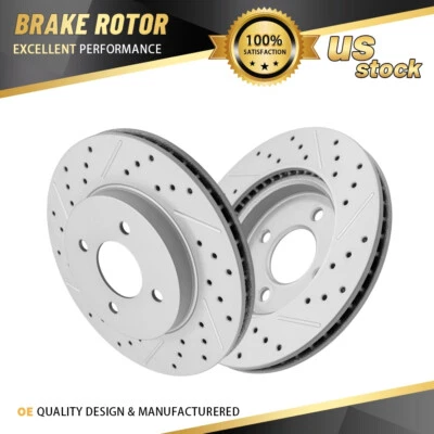 Front Drilled Slotted Disc Brake Rotors Pair for Nissan Versa Note Micra Versa - Image 1 of 4