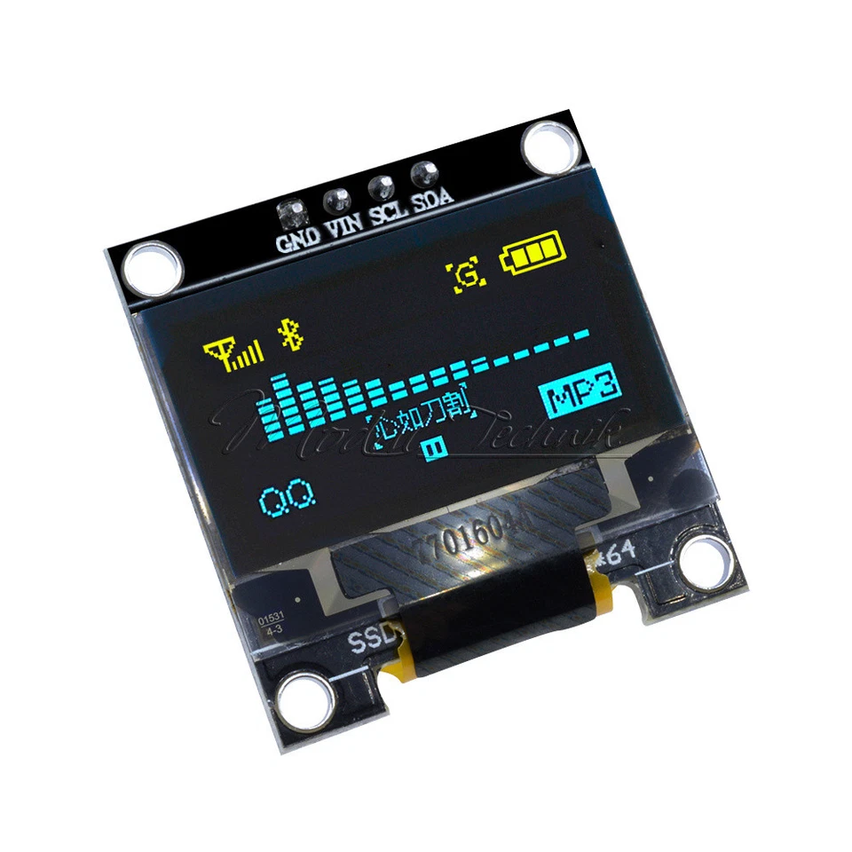 0.96" 128X64 OLED I2C IIC Serial Yellow Blue LCD LED Display Module for Arduino- - Image 1 of 1