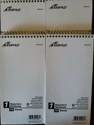 Pocket size 4x8 Lot of 4 Reporter Pad Spiral Notebook 70 Sheet Pitman Ruled