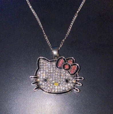 Hello Kitty Necklace 20 Inches heavy Cubic Zirconia 925k Brand New chain - Image 1 of 4