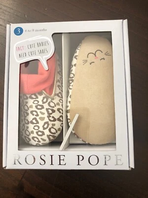 Zapatos de cuna Rosie Pope juguetones de leopardo 6-9 meses 65d Foto 1 de 4
