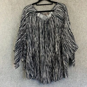 Belle Curve Size 18+ 3/4 Kimono Sleeve Stripe Tunic Viscose Round Neck Full Top - Picture 1 of 13
